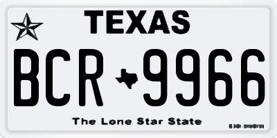 TX license plate BCR9966