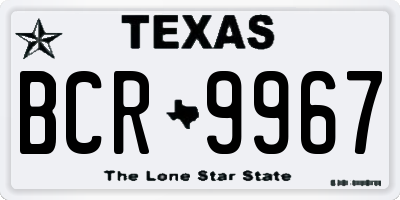 TX license plate BCR9967