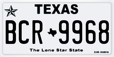 TX license plate BCR9968