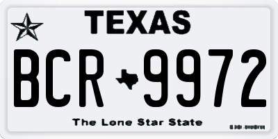 TX license plate BCR9972