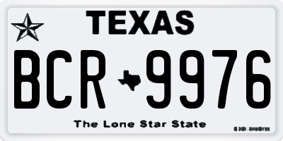 TX license plate BCR9976