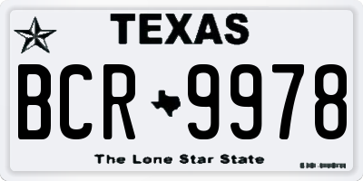 TX license plate BCR9978