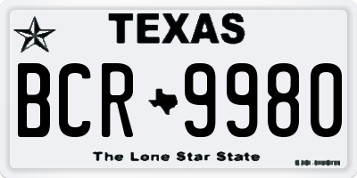 TX license plate BCR9980