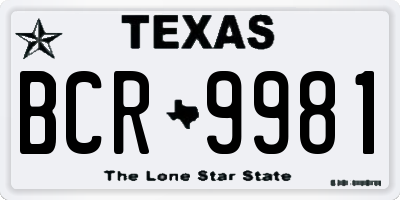 TX license plate BCR9981