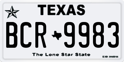 TX license plate BCR9983