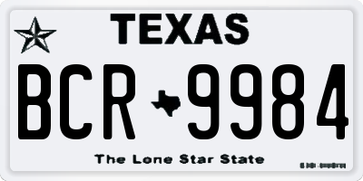 TX license plate BCR9984