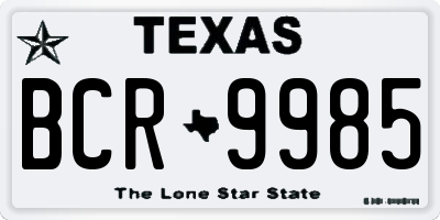 TX license plate BCR9985