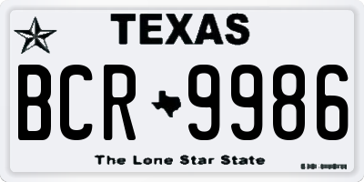 TX license plate BCR9986