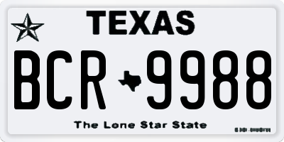 TX license plate BCR9988