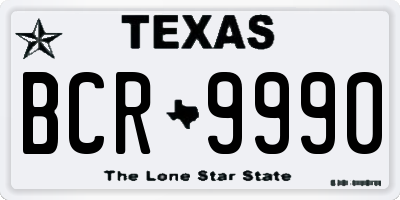 TX license plate BCR9990