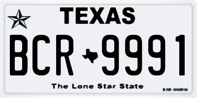 TX license plate BCR9991