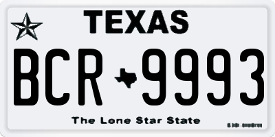 TX license plate BCR9993