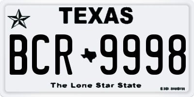 TX license plate BCR9998