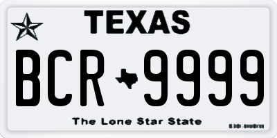 TX license plate BCR9999