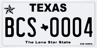 TX license plate BCS0004