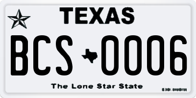 TX license plate BCS0006