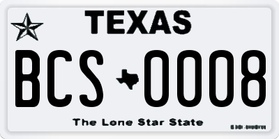 TX license plate BCS0008