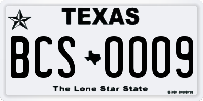 TX license plate BCS0009