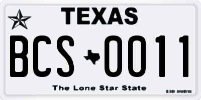 TX license plate BCS0011