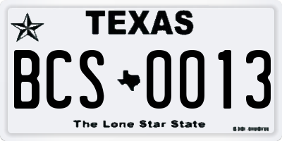 TX license plate BCS0013