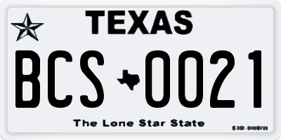 TX license plate BCS0021