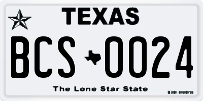 TX license plate BCS0024