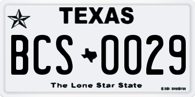 TX license plate BCS0029