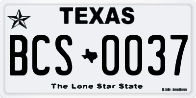TX license plate BCS0037