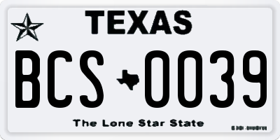 TX license plate BCS0039