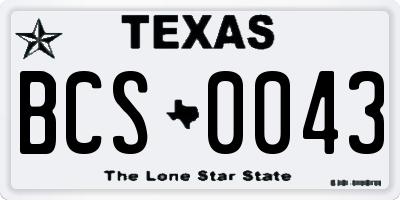 TX license plate BCS0043