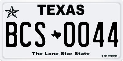 TX license plate BCS0044