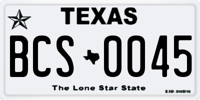 TX license plate BCS0045