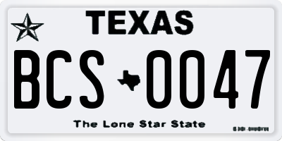 TX license plate BCS0047