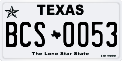 TX license plate BCS0053