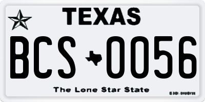TX license plate BCS0056
