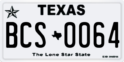 TX license plate BCS0064