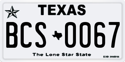 TX license plate BCS0067