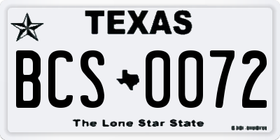 TX license plate BCS0072