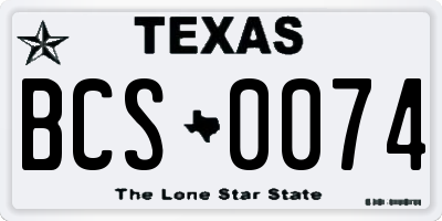 TX license plate BCS0074