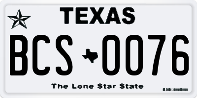 TX license plate BCS0076