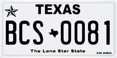 TX license plate BCS0081