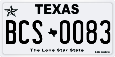 TX license plate BCS0083