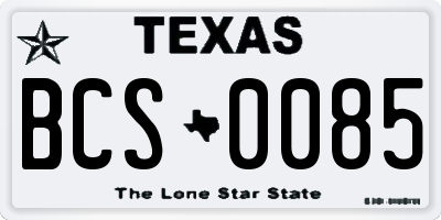 TX license plate BCS0085