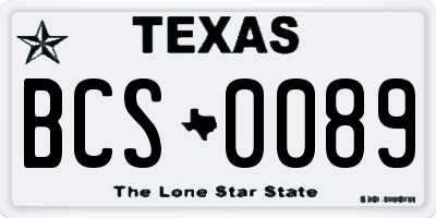 TX license plate BCS0089