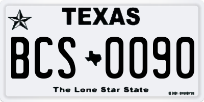 TX license plate BCS0090