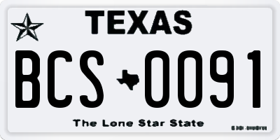 TX license plate BCS0091