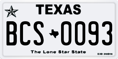 TX license plate BCS0093