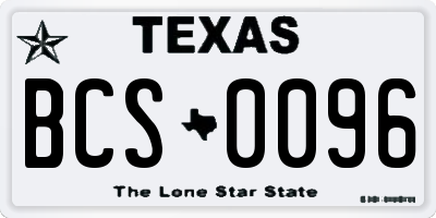 TX license plate BCS0096