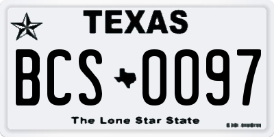 TX license plate BCS0097