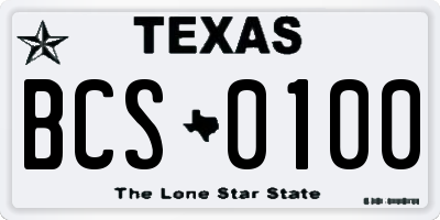TX license plate BCS0100